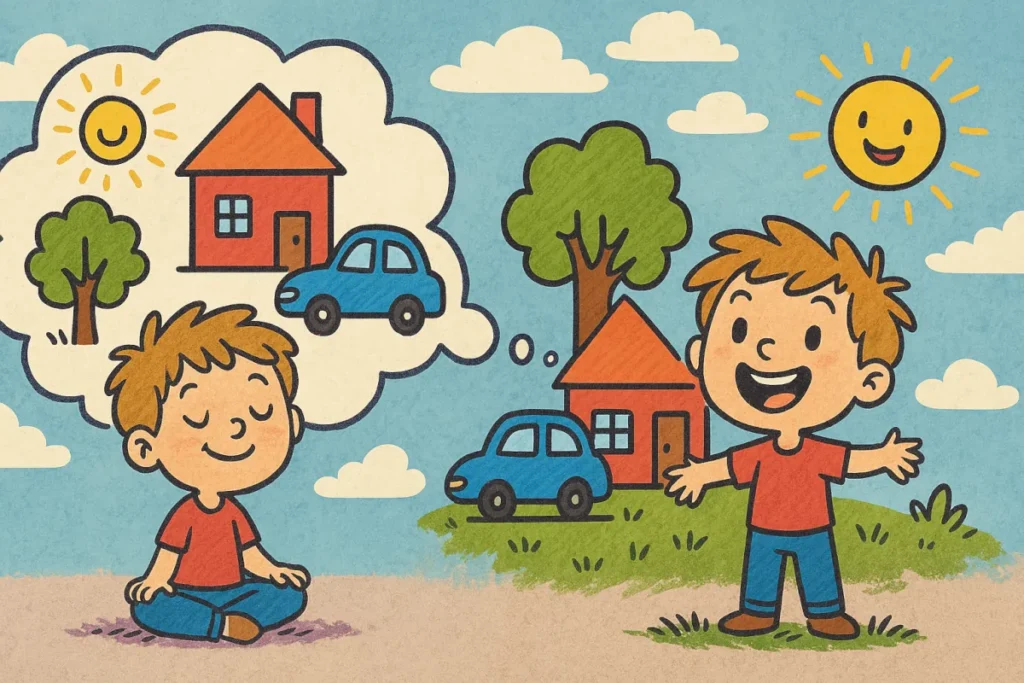 A boy imagines things and then experiences them in his reality.
